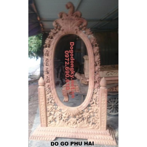 Gương Soi Phòng Khách, Gương Kiểu Cổ Điển Gỗ Gụ G9