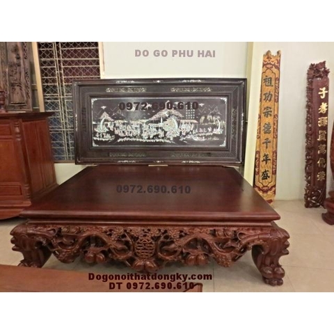 Sập gụ chân quì, Sập ngũ phúc hai lá SG21