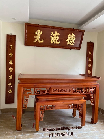 Bàn thờ gỗ gõ đỏ mẫu nhiều người tìm kiếm nhất năm 2023 ST239