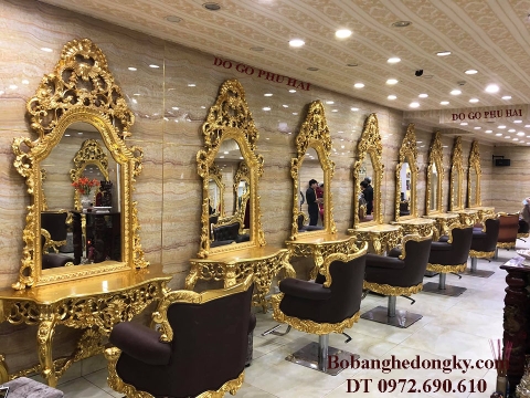 Mẫu Bàn Trang Điểm Quí Tộc Dát Vàng Tân Cổ Điển BG2