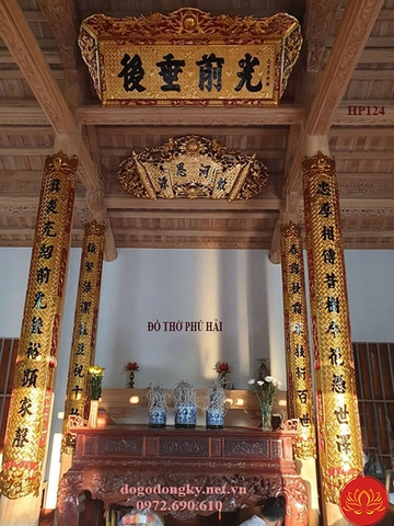 【NƠI BÁN】Bộ Hoành Phi Câu Đối Cong ( ÔM CỘT ) Thờ Dòng Họ HP124