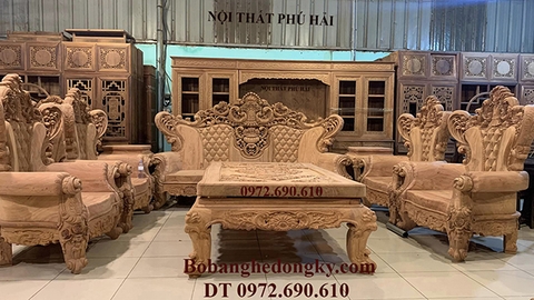 Bộ Sofa phòng khách mẫu hoàng gia gỗ nguyên khối đẹp ít thấy B679