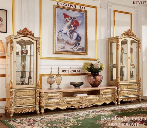 Mẫu Kệ Tivi Tân Cổ Điển Đẹp Thách Thức Thời Gian KTV117