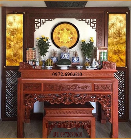 mẫu vách ốp tường phòng thờ đẹp | Báo Giá Vách Ngăn Phòng Thờ VOP01