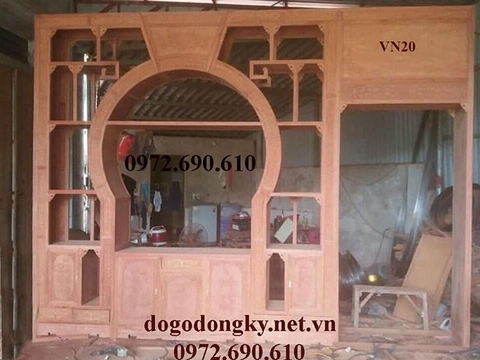 Vách Ngăn Trang Trí Phòng Khách Gỗ Gõ Đỏ Đẹp, Sang Trọng VN20