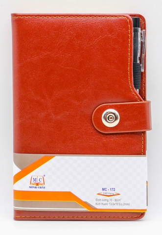 Sổ Da Cao Cấp Minh Châu 172, Có Khuy Bấm