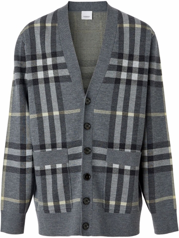 ÁO CARDIGAN BURBERRY CHECK PATTERN GREY CHUẨN 1:1 AUTHENTIC