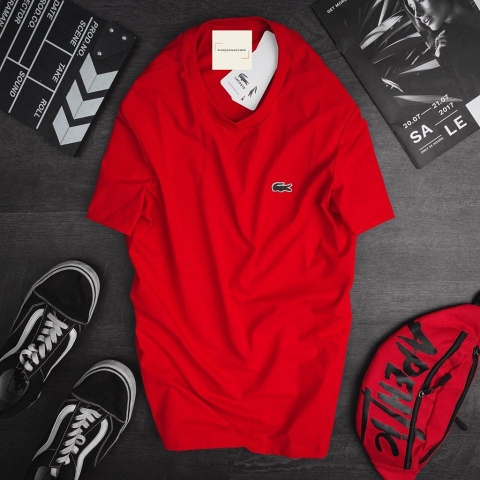 Áo thun nam cổ tròn lacoste đỏ N2003