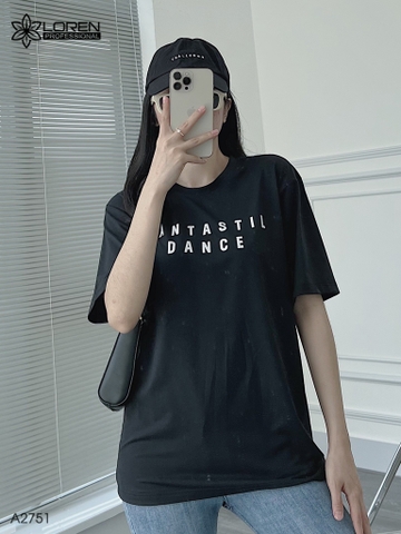 Áo thun nữ LOREN chữ in đen A2751