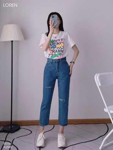 Quần jean baggy LOREN rách xanh B5161