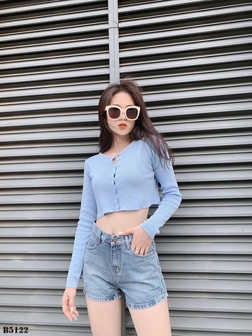Quần jean short rách xanh B5122