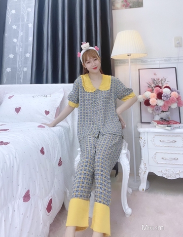 Đồ ngủ pijama tay ngắn quần dài vàng D1699