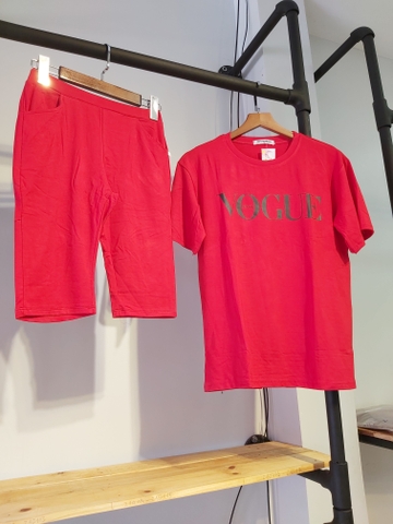 Sét thun nữ lửng vogue đỏ A9008