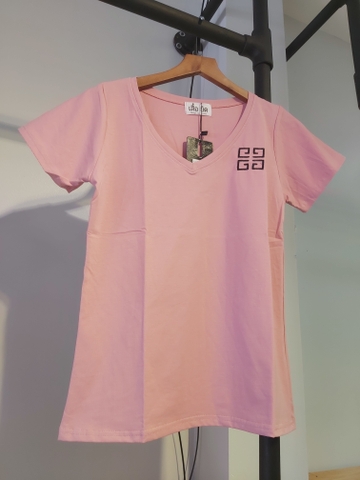 Áo thun nữ hình vuông hồng A2028