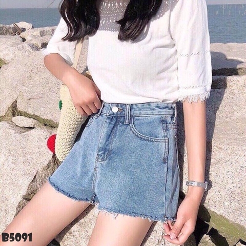 Quần jean short tua xanh B5091