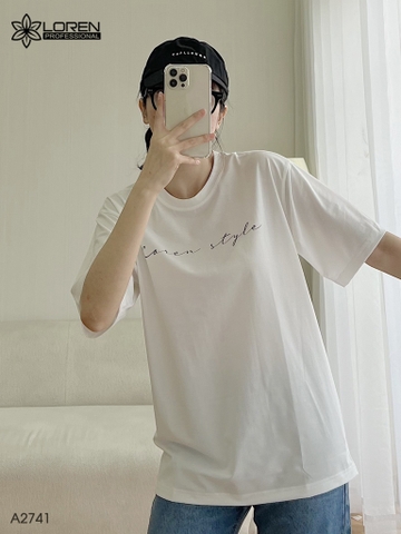 Áo thun nữ LOREN chữ Loren style trắng A2741