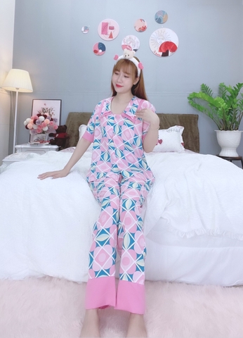 Đồ ngủ pijama tay ngắn quần dài hồng D1670