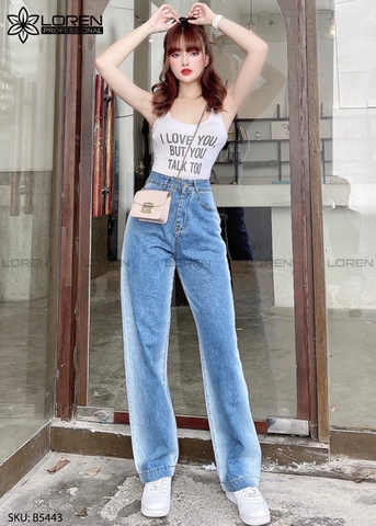 Quần jean ống rộng LOREN wash xanh B5443
