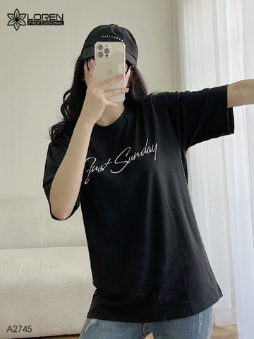 Áo thun nữ LOREN chữ Gust sunday đen A2745