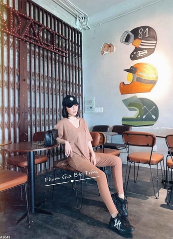 Sét thun nữ dài nâu A9049