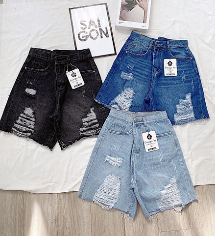 Quần jean ngố nữ LOREN rách tua B31034