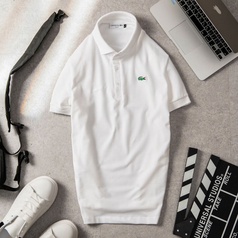Áo thun nam cổ trụ lacoste trắng N2008