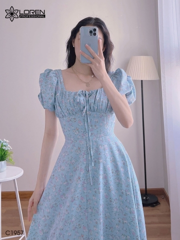 Đầm nữ LOREN hoa xanh C1957