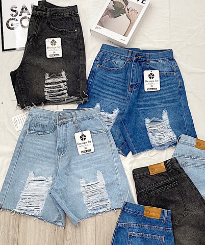 Quần jean ngố nữ LOREN rách tua B31033