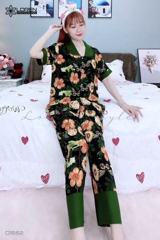 Đồ ngủ pijama tay ngắn quần dài đen D1662