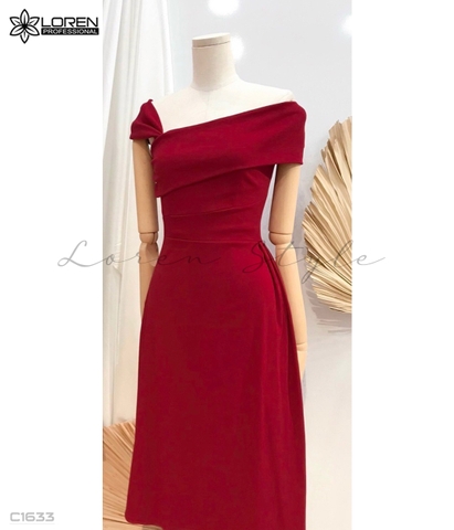 Đầm trễ vai xòe đỏ C1633