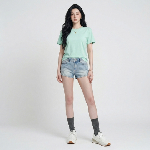 Áo thun nữ LOREN trơn tay ngắn A1984