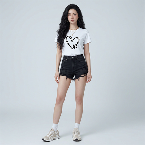 Áo thun nữ LOREN Regular tim A21096