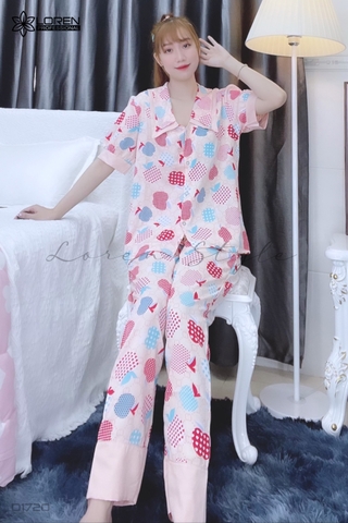 Đồ ngủ pijama tay ngắn quần dài hồng D1720