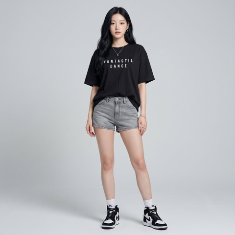 Áo thun nữ LOREN chữ in đen A2751