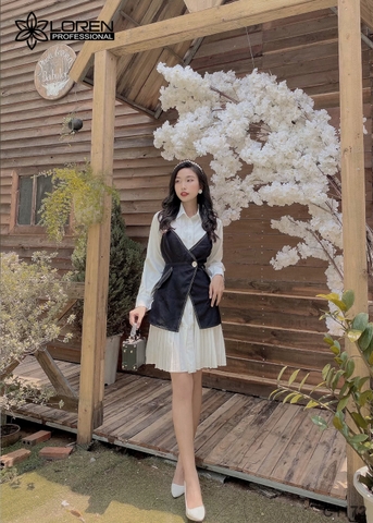 Set đầm somi ghile trắng C1172