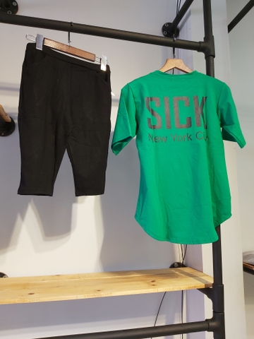 Sét thun nữ lửng sick xanh