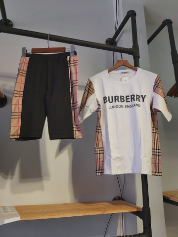 Sét thun nữ lửng burberry trắng A9041