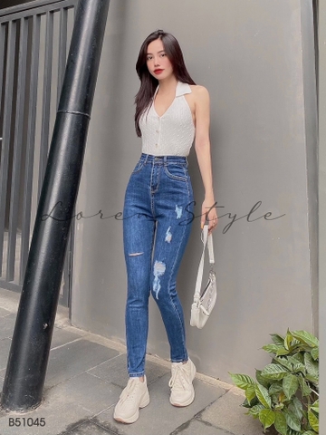Quần jean nữ skinny LOREN wash rách gối B51045