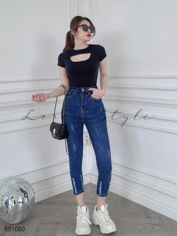 Quần jean nữ skinny LOREN lửng wash lai B51050