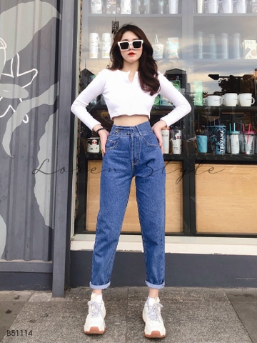Quần jean baggy nữ LOREN nút kiểu B51114