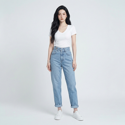 Quần jean baggy nữ LOREN nút kiểu B51114