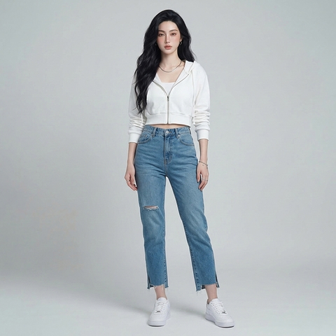 Quần jean baggy LOREN xẻ lai B5129