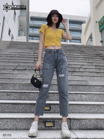 Quần jean baggy LOREN rách xám B5193