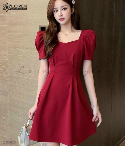 Đầm xòe đan sau đỏ C1690