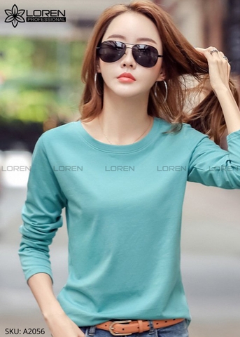 Áo thun nữ LOREN dài tay xanh A2056