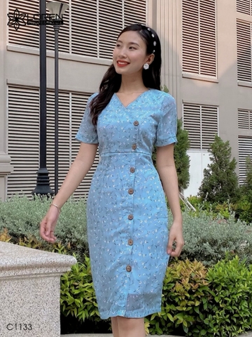 Đầm LOREN hoa cúc xanh C1133