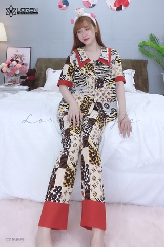 Đồ ngủ pijama tay ngắn quần dài kem D1669