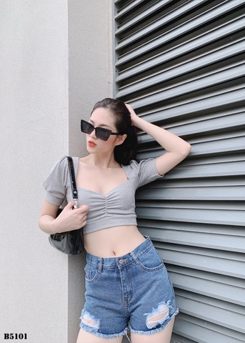 Quần jean short rách xanh B5101