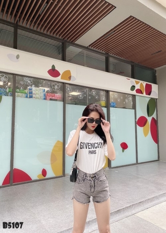 Quần jean short 2 nút tua xám B5107