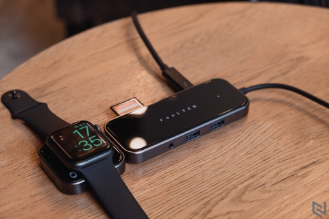 Trên tay bộ chia cổng Feeltek Jet Glass 8 in 1 USB Lego Hub: Mặt kính cao cấp, thiết kế module, tặng kèm sạc không dây và sạc Apple Watch